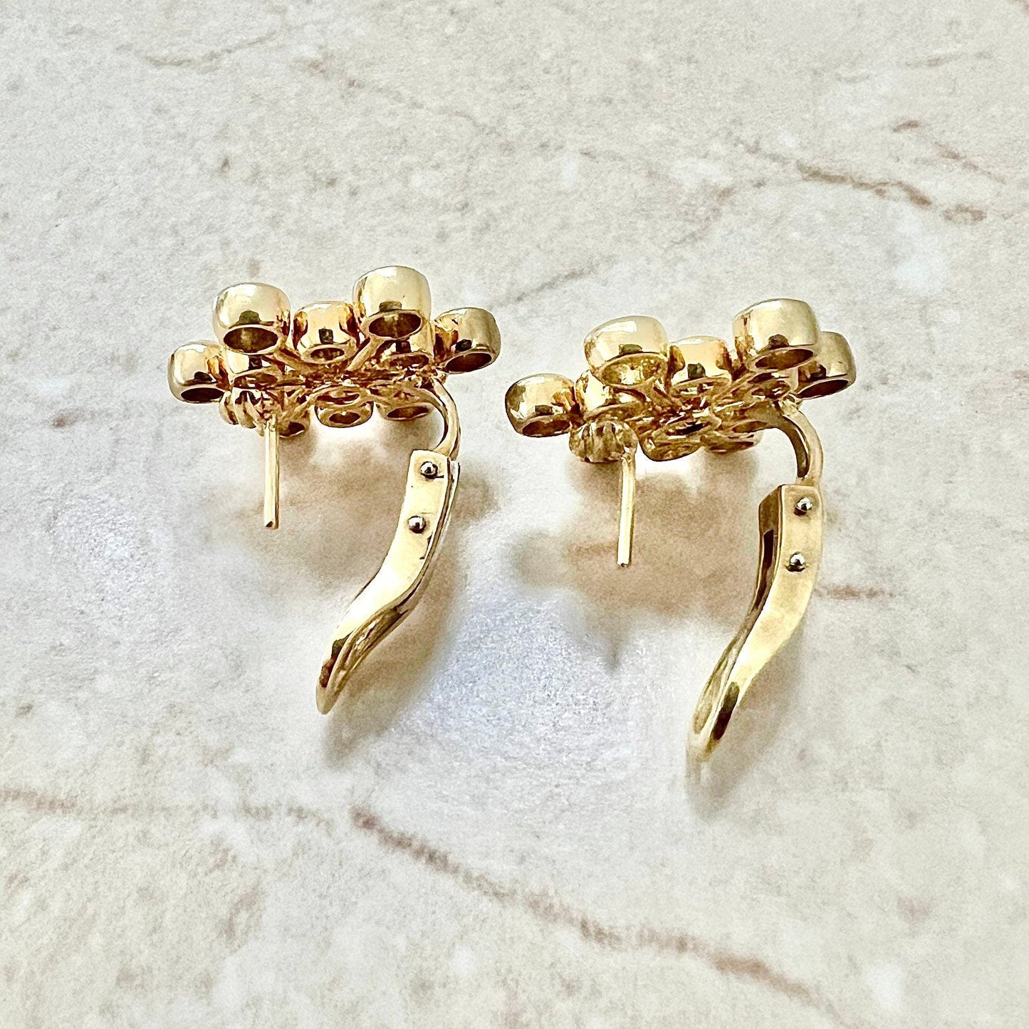 Fine 18K Yellow Diamond Snowflake Earrings By Carvin French - Yellow Gold Diamond Earrings - Diamond Cluster Earrings - Handcrafted Earrings