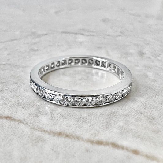 Fine Handcrafted Platinum Channel - Set 1 Carat Round Diamond Eternity Band Ring - WeilJewelry