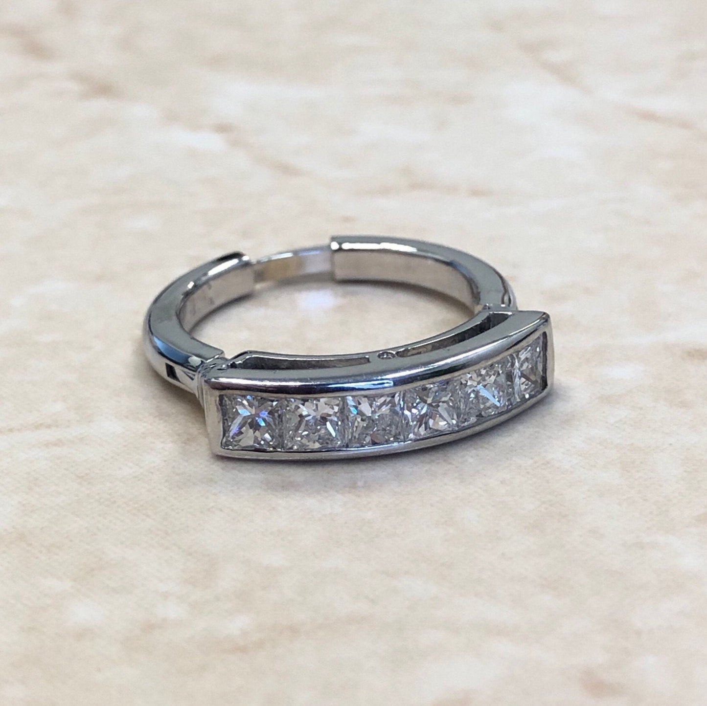 Fine Princess Cut Diamond Ring By Carvin French - Platinum & 18 Karat White Gold - Anniversary Ring - Wedding Ring - Bridal Jewelry