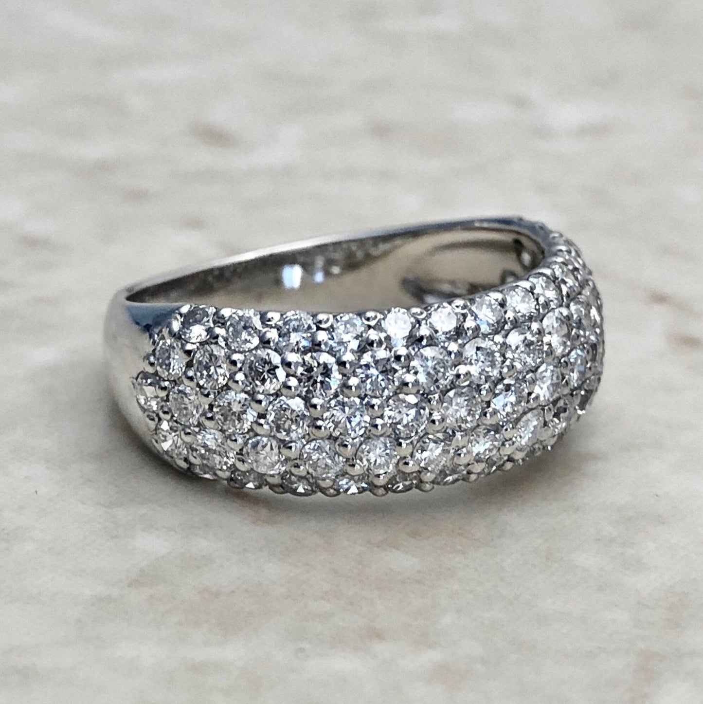 Fine Platinum Pave 1.50 Carat Diamond Dome Band Ring - WeilJewelry