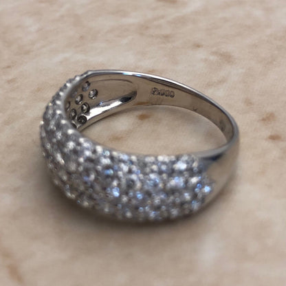 Fine Platinum Pave Diamond Dome Ring 1.50 CTTW - Platinum Diamond Cocktail Ring - Anniversary Ring - Christmas Gift For Her - Jewelry Sale