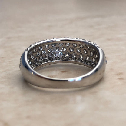 Fine Platinum Pave Diamond Dome Ring 1.50 CTTW - Platinum Diamond Cocktail Ring - Anniversary Ring - Christmas Gift For Her - Jewelry Sale