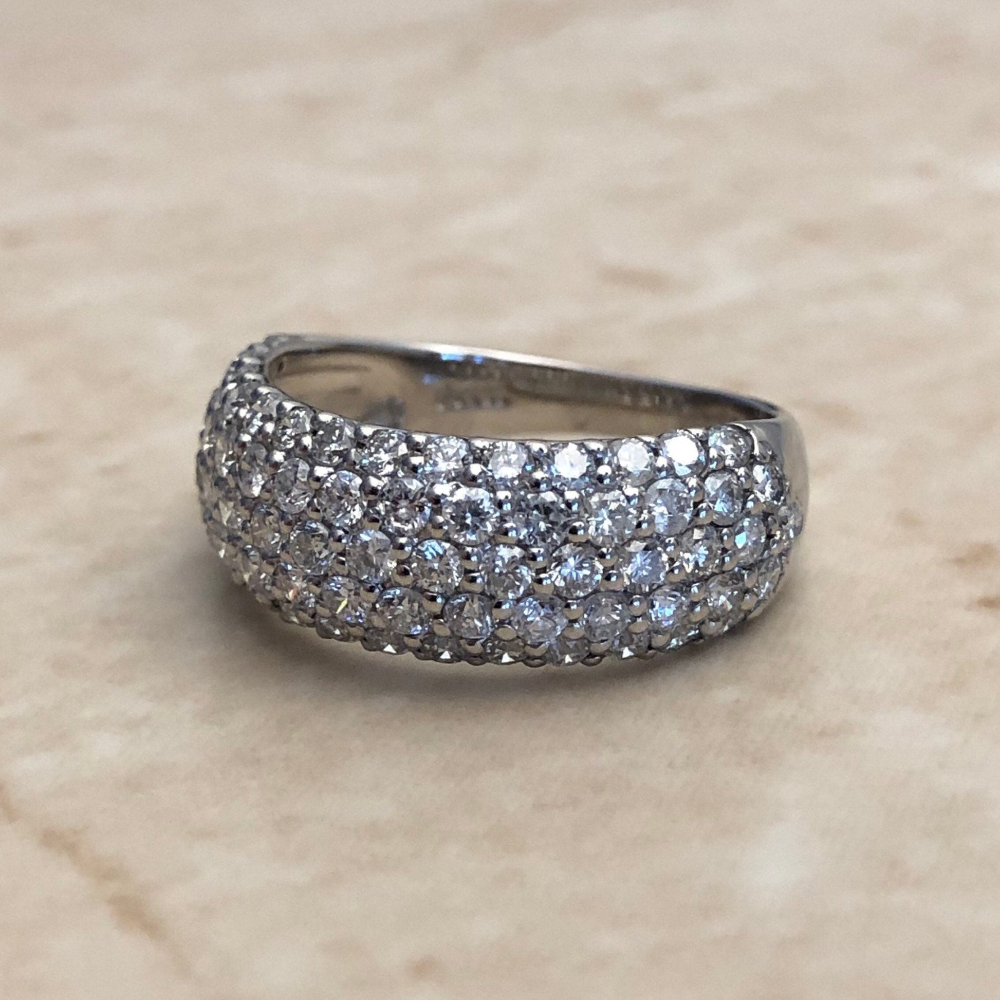 Fine Platinum Pave 1.50 Carat Diamond Dome Band Ring - WeilJewelry