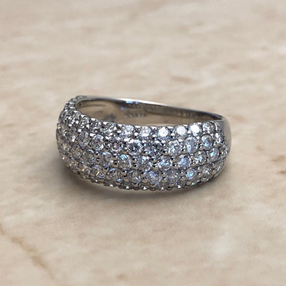 Fine Platinum Pave Diamond Dome Ring 1.50 CTTW - Platinum Diamond Cocktail Ring - Anniversary Ring - Christmas Gift For Her - Jewelry Sale