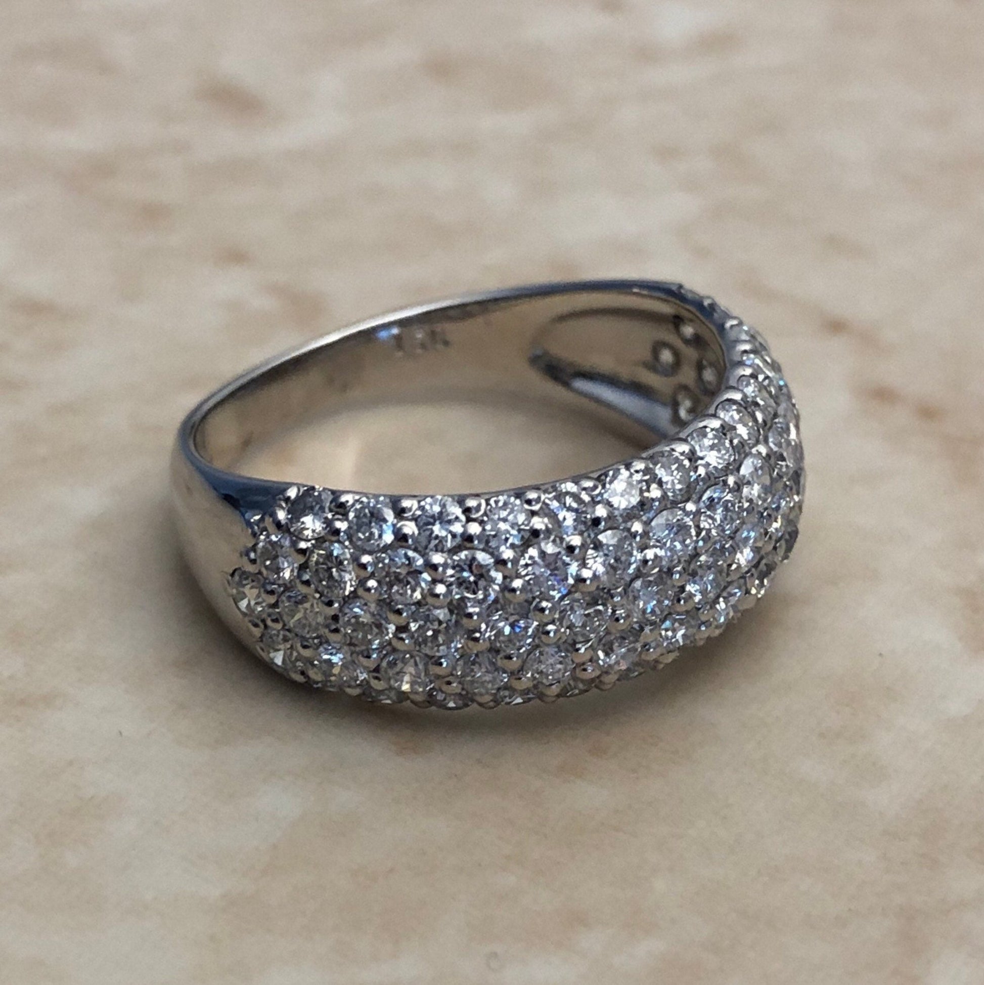 Fine Platinum Pave Diamond Dome Ring 1.50 CTTW - Platinum Diamond Cocktail Ring - Anniversary Ring - Christmas Gift For Her - Jewelry Sale