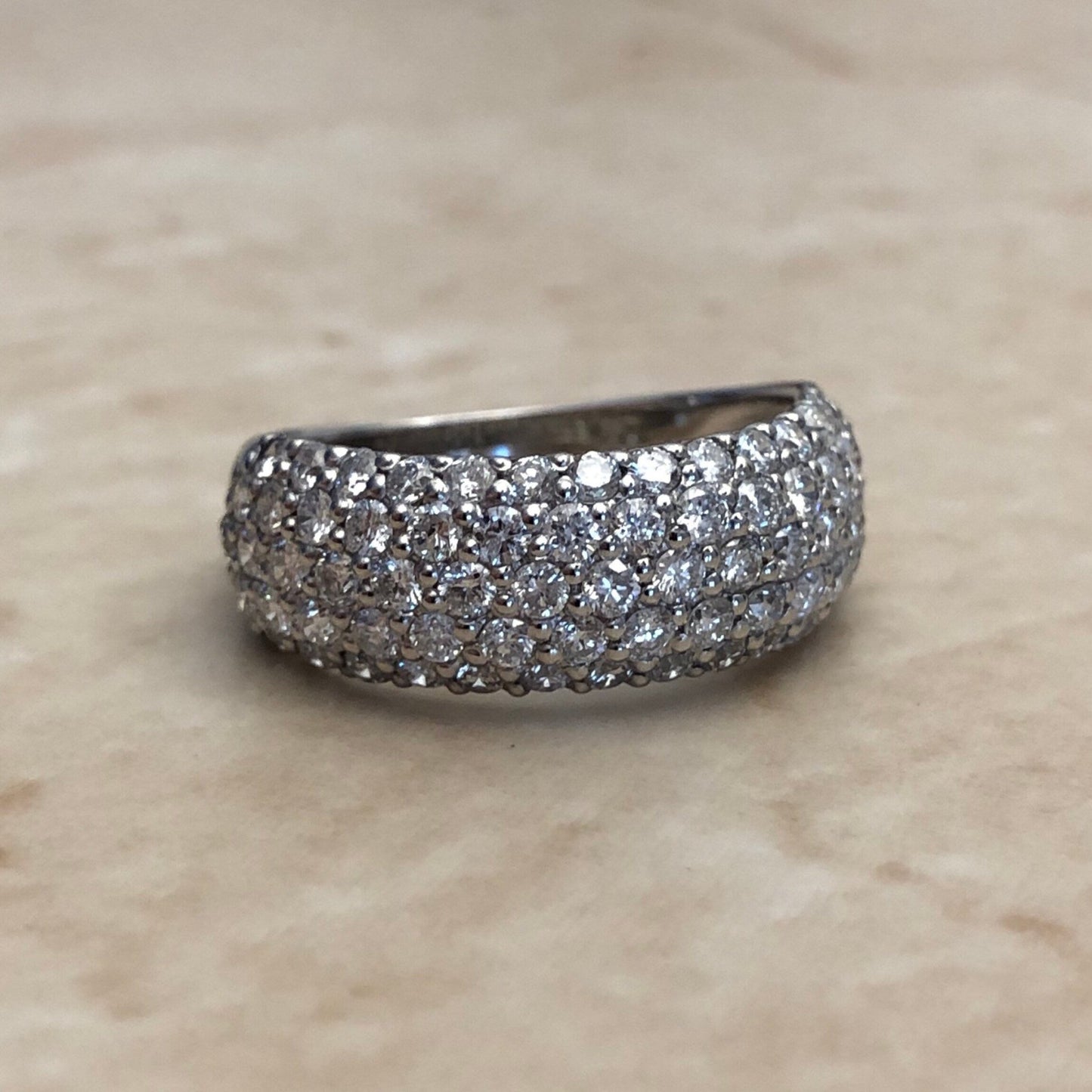 Fine Platinum Pave 1.50 Carat Diamond Dome Band Ring - WeilJewelry