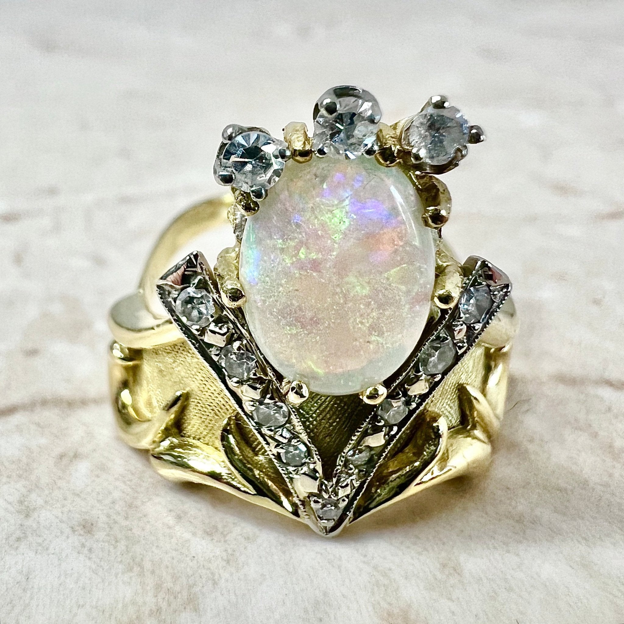 Vintage 3 Stone Opal and Diamond Ring — Turner & Tatler