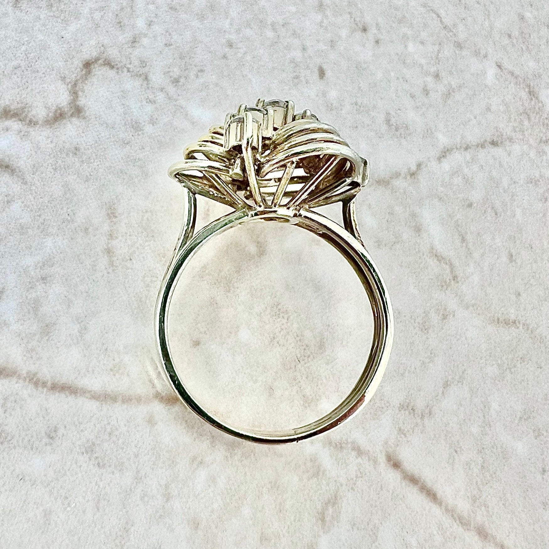 Fine Vintage 14K Diamond Ring - Yellow Gold Diamond Cocktail Ring - Statement Ring - Anniversary Ring - Birthday Gift - Best Gifts For Her