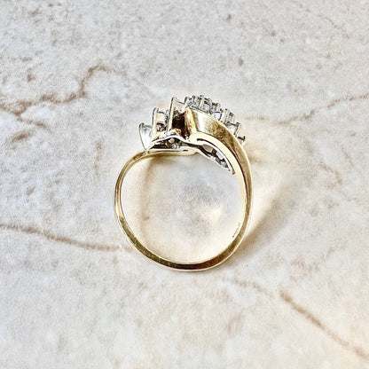 Fine Vintage 14K Diamond Cluster Cocktail Ring 1.35 CT - Two Tone Gold Diamond Ring - Best Gift For Her - Statement Ring - Anniversary Gift