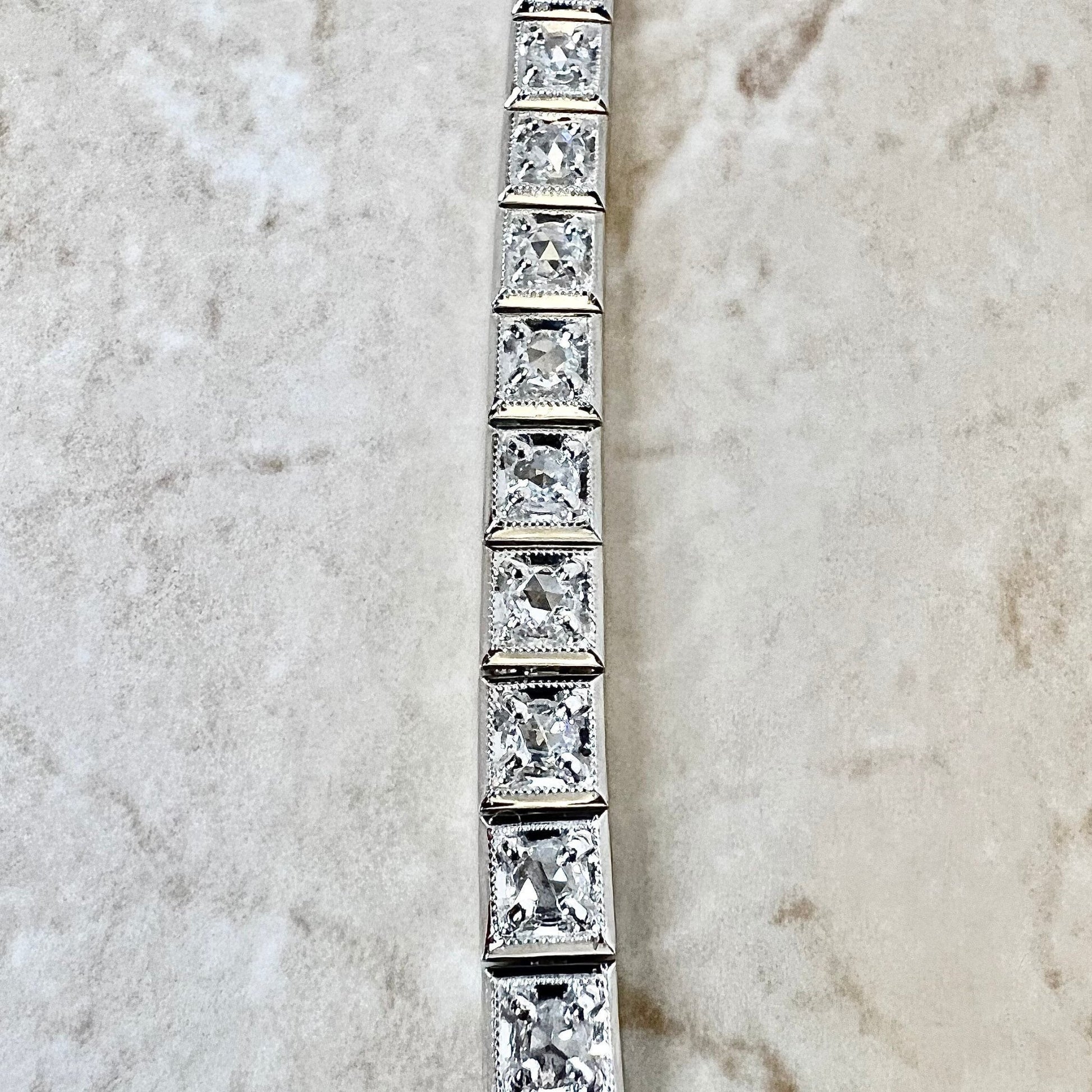 Fine Vintage 18K Rose Cut Diamond Tennis Bracelet 3.55 CTTW - White Gold Tennis Bracelet - Birthday Gift - Anniversary Gift For Her