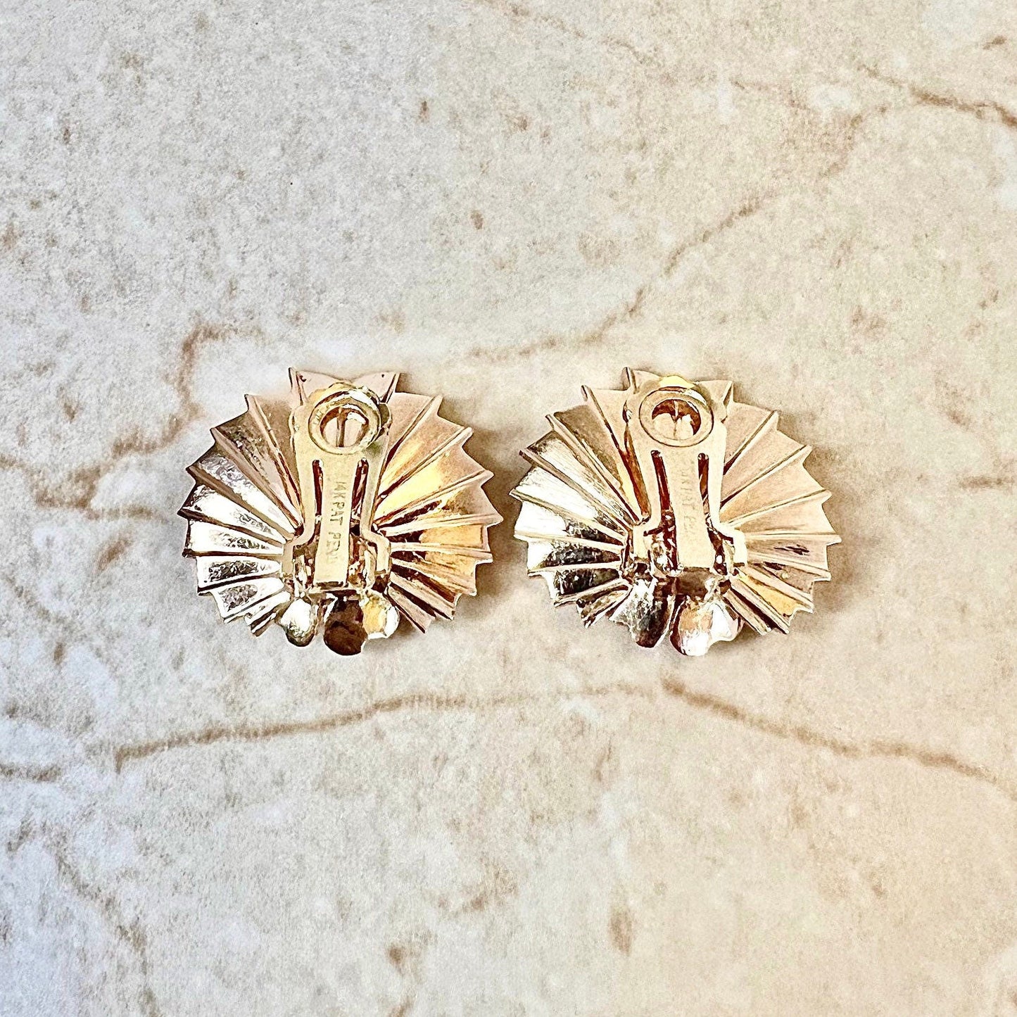 Vintage 1940’s Retro 14K Diamond And Ruby Clip On Earrings - Rose Gold Ruby Earrings - Retro Earrings - July Birthstone - Best Gift For Her