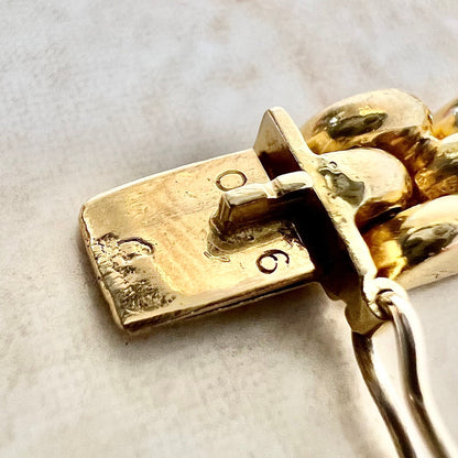 French Vintage 18 Karat Yellow Gold Ruby & Diamond Link Bracelet - WeilJewelry