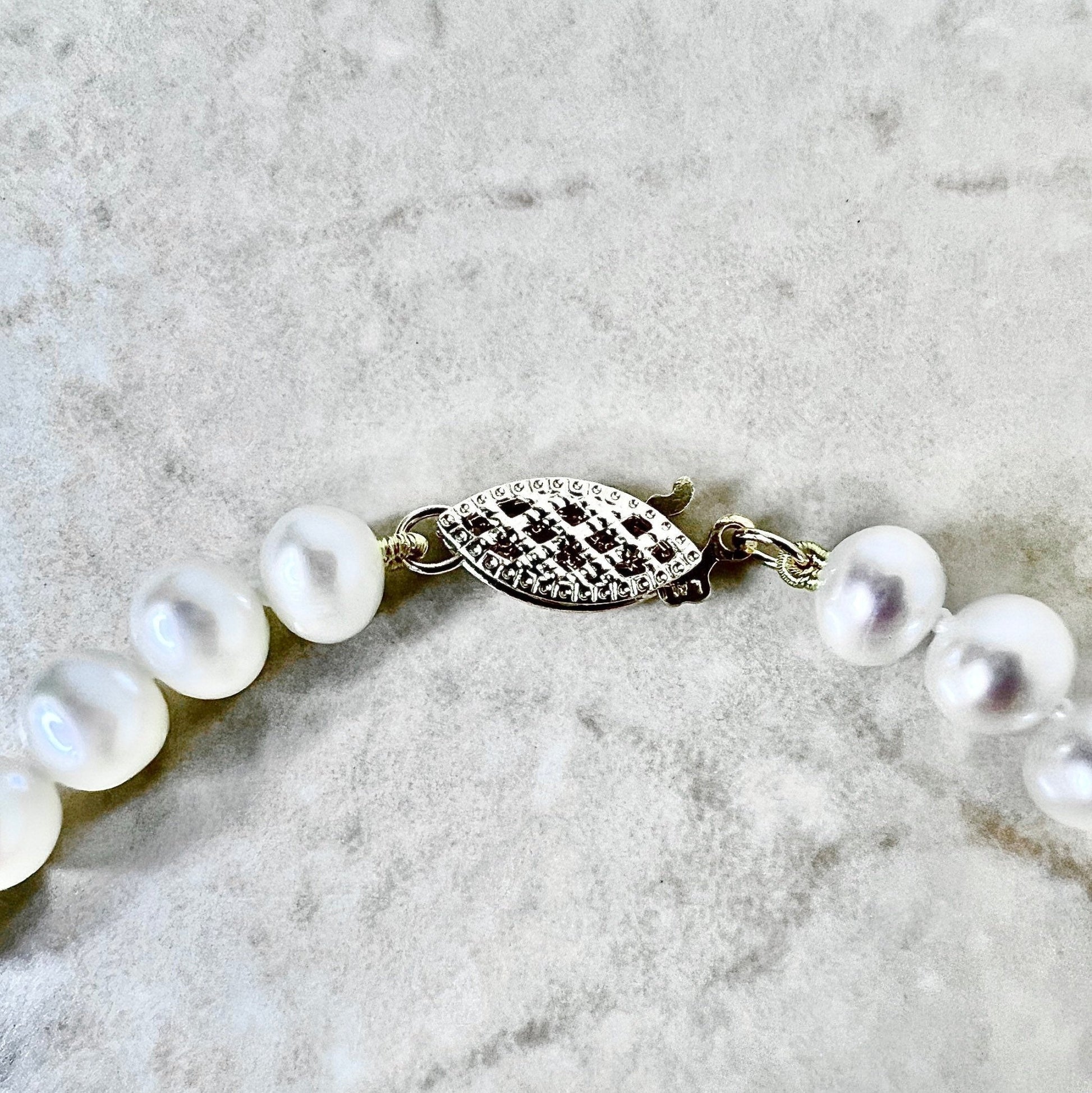 Pearl Necklace Freshwater White Pearl Strand With 14K Yellow Gold Clasp - Genuine Pearls - Birthday Gift -June Birthstone -Best Gift For Her