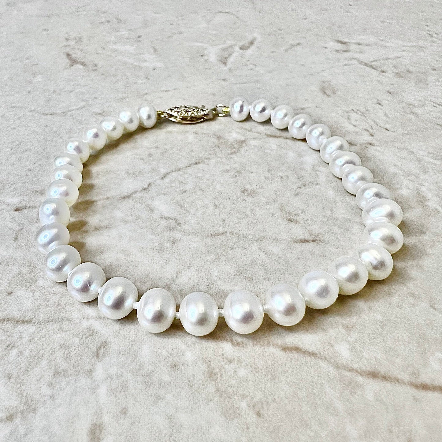 Genuine Freshwater Pearl Bracelet With 14K Yellow Gold Clasp - WeilJewelry