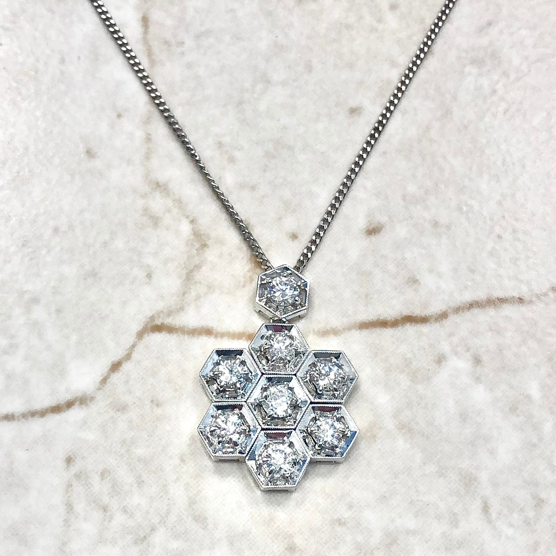 Handcrafted 18K Diamond Snowflake Pendant Necklace By Carvin French - 18K White Gold Snowflake Necklace - Diamond Necklace - Diamond Pendant