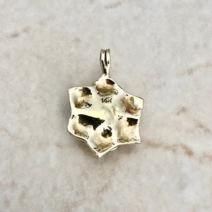 Vintage 14 Karat Yellow Gold Diamond Flower Pendant - WeilJewelry