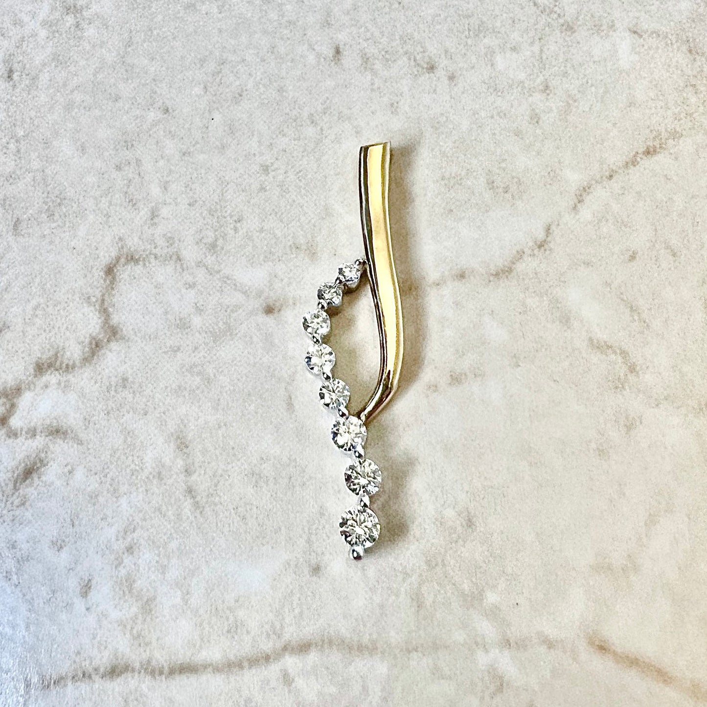 14K Graduated Diamond Pendant Necklace - Two Tone Gold Diamond Necklace - Birthday Gift - Best Gift For Her - Jewelry Sale -April Birthstone
