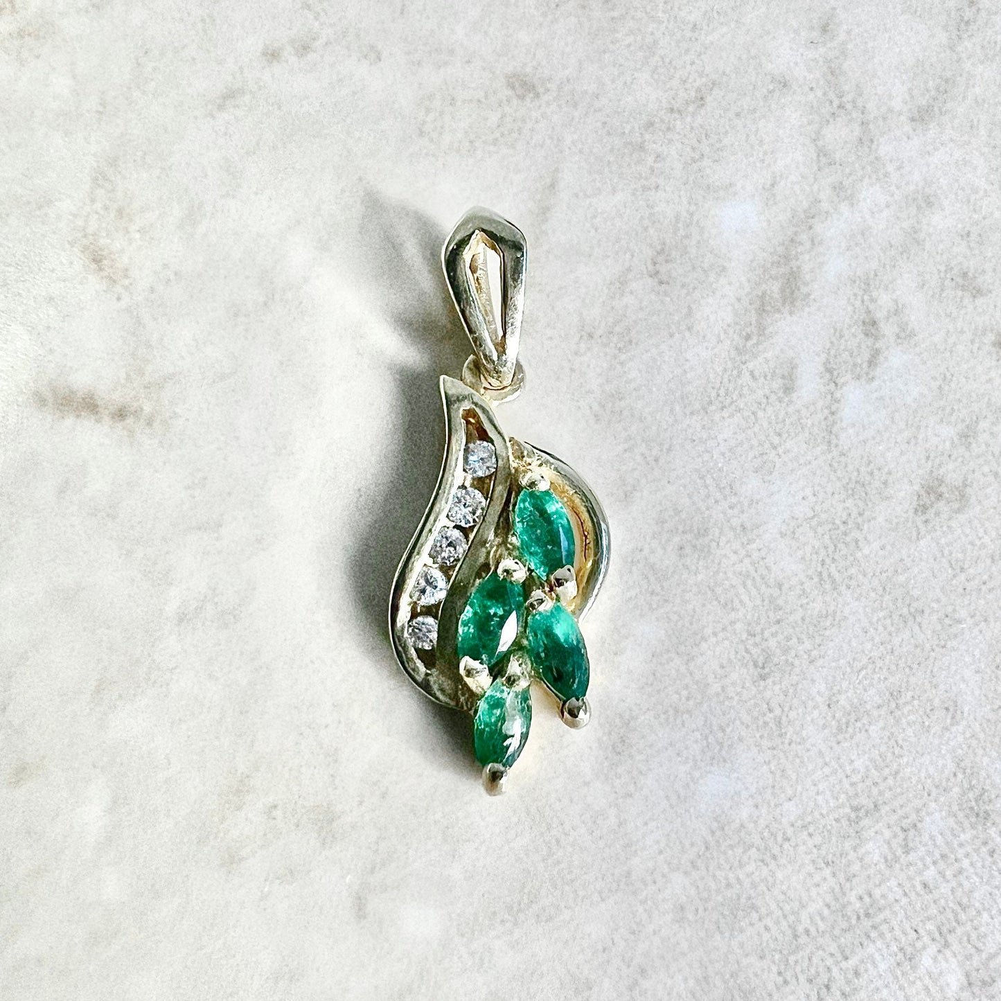 14K Emerald & Diamond Pendant Necklace - 14 Karat Yellow Gold Emerald Pendant - Natural Emerald Necklace - May Birthstone - Best Gifts