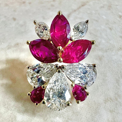 Important Handcrafted 18 Karat Yellow Gold Untreated Burmese Ruby & Diamond Earrings By Carvin French - WeilJewelry