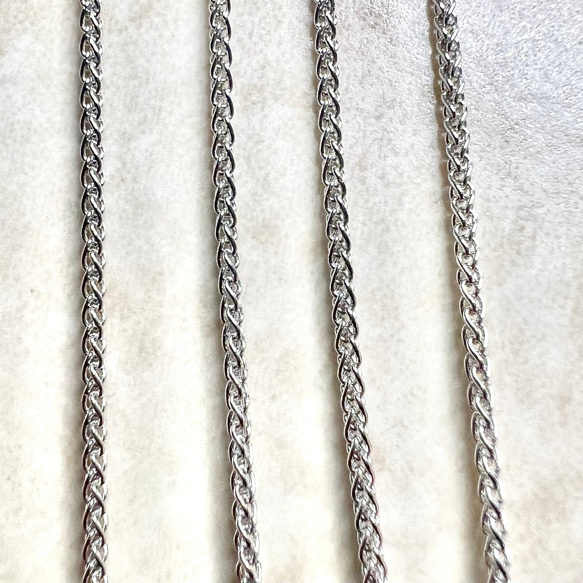 Italian 14K White Gold Wheat Chain Necklace - 18 Inch Gold Chain Necklace - 14K White Gold Necklace - 14K Solid Gold Chain - Gift For Her