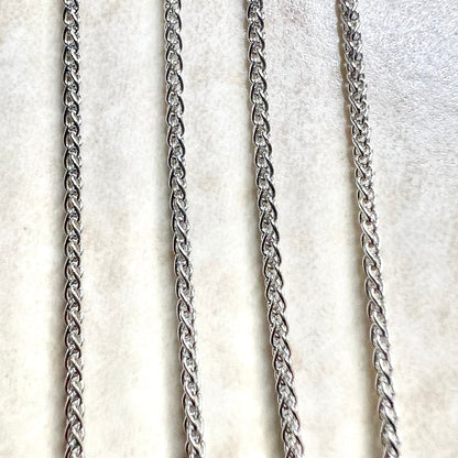 Italian 14K White Gold Wheat Chain Necklace - 18 Inch Gold Chain Necklace - 14K White Gold Necklace - 14K Solid Gold Chain - Gift For Her
