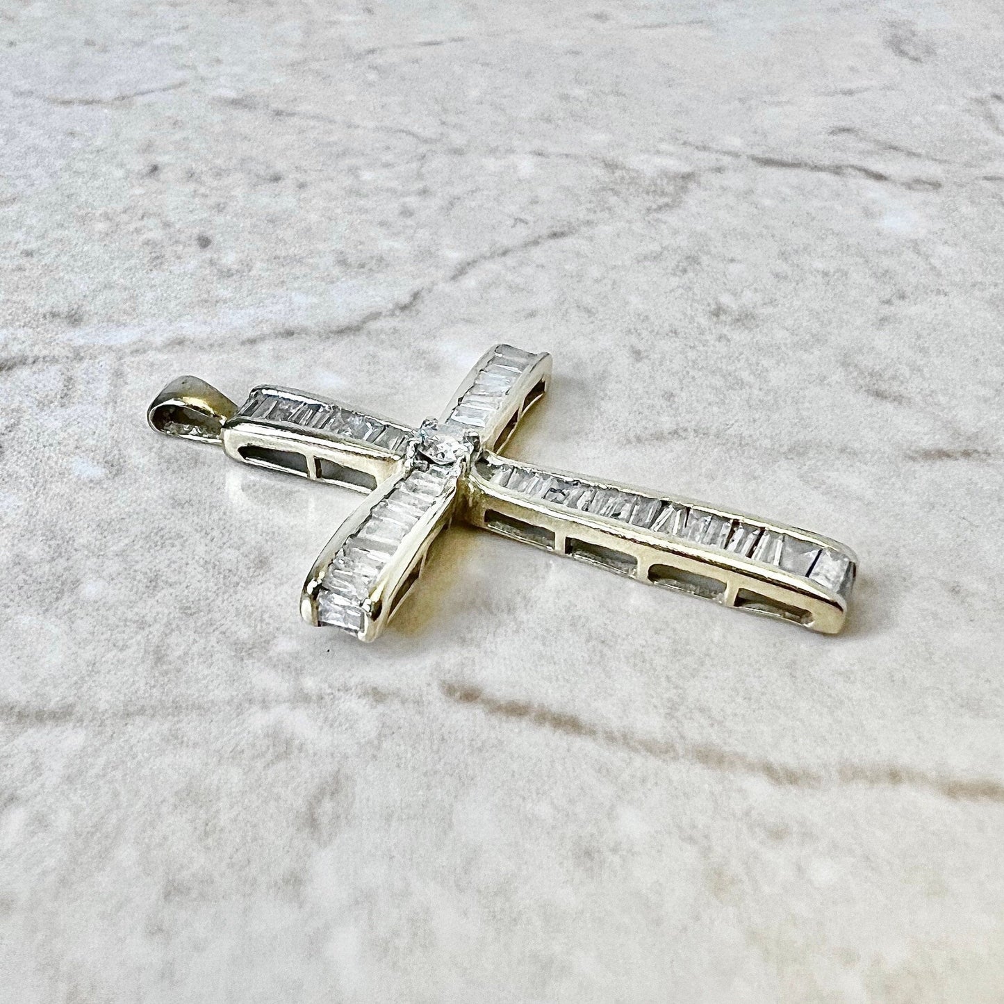 Vintage 10K Diamond Cross Pendant Necklace 1 CTTW - Yellow Gold Diamond Pendant - Religious Jewelry - Mother’s Day Gift - Best Gifts For Her