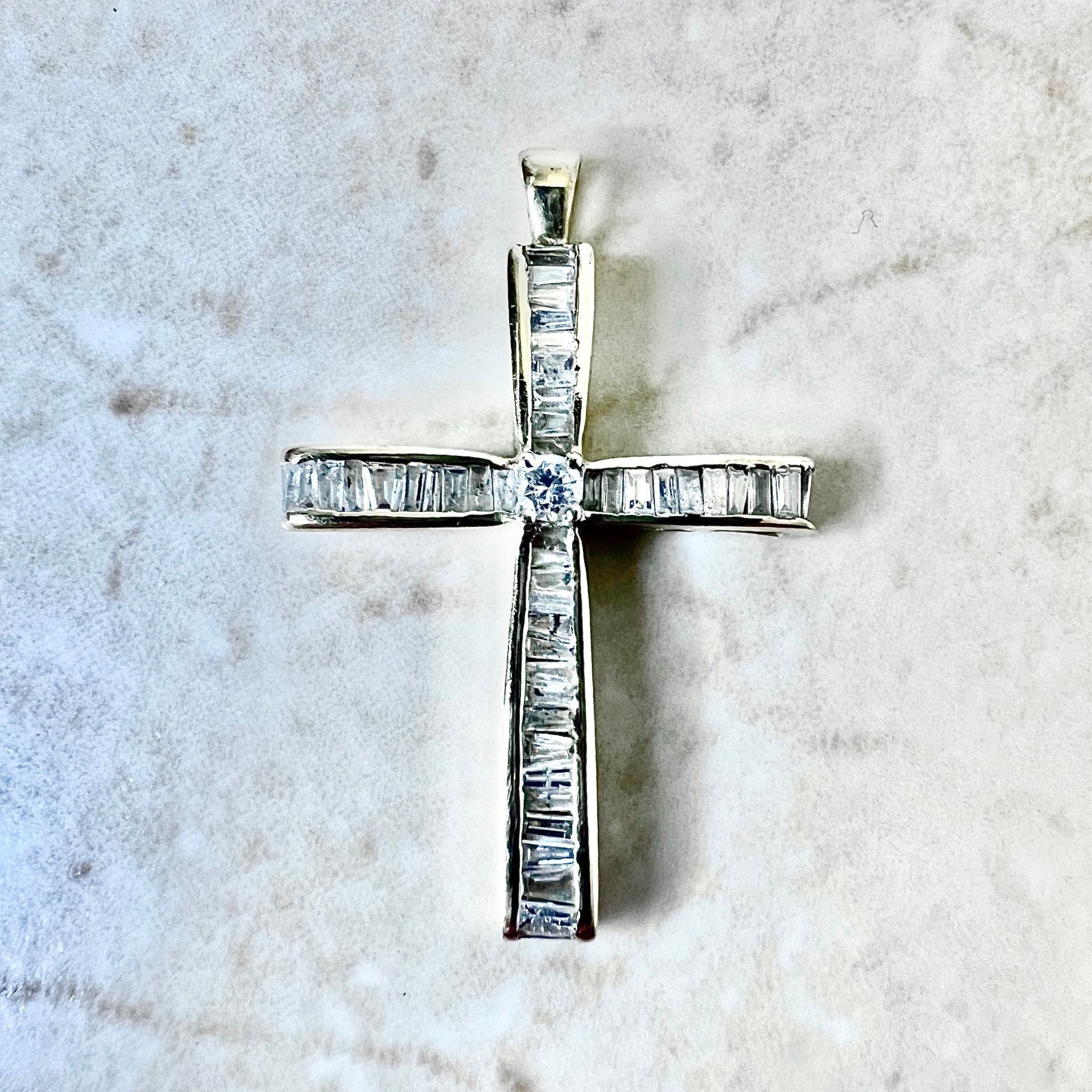 Large diamond sale cross necklace