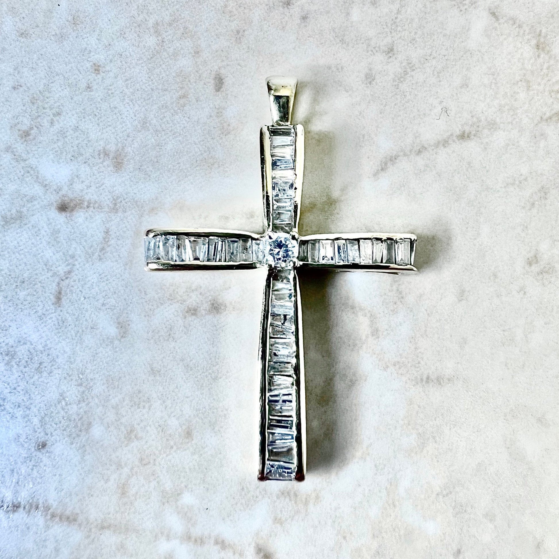 Platinum 1 Carat Diamond Cross Pendant Necklace - WeilJewelry