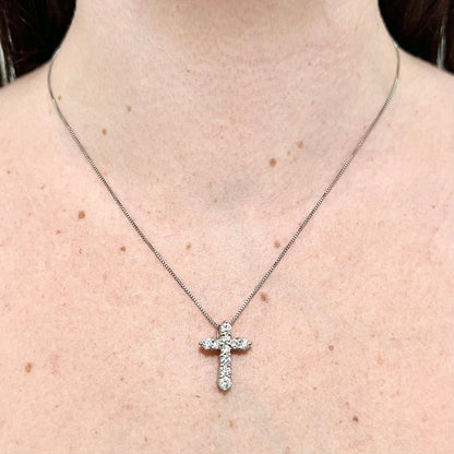 Platinum Diamond Cross Pendant Necklace 1 CTTW - Platinum Diamond Pendant - Platinum Diamond Necklace - Religious Jewelry - Gifts For Her