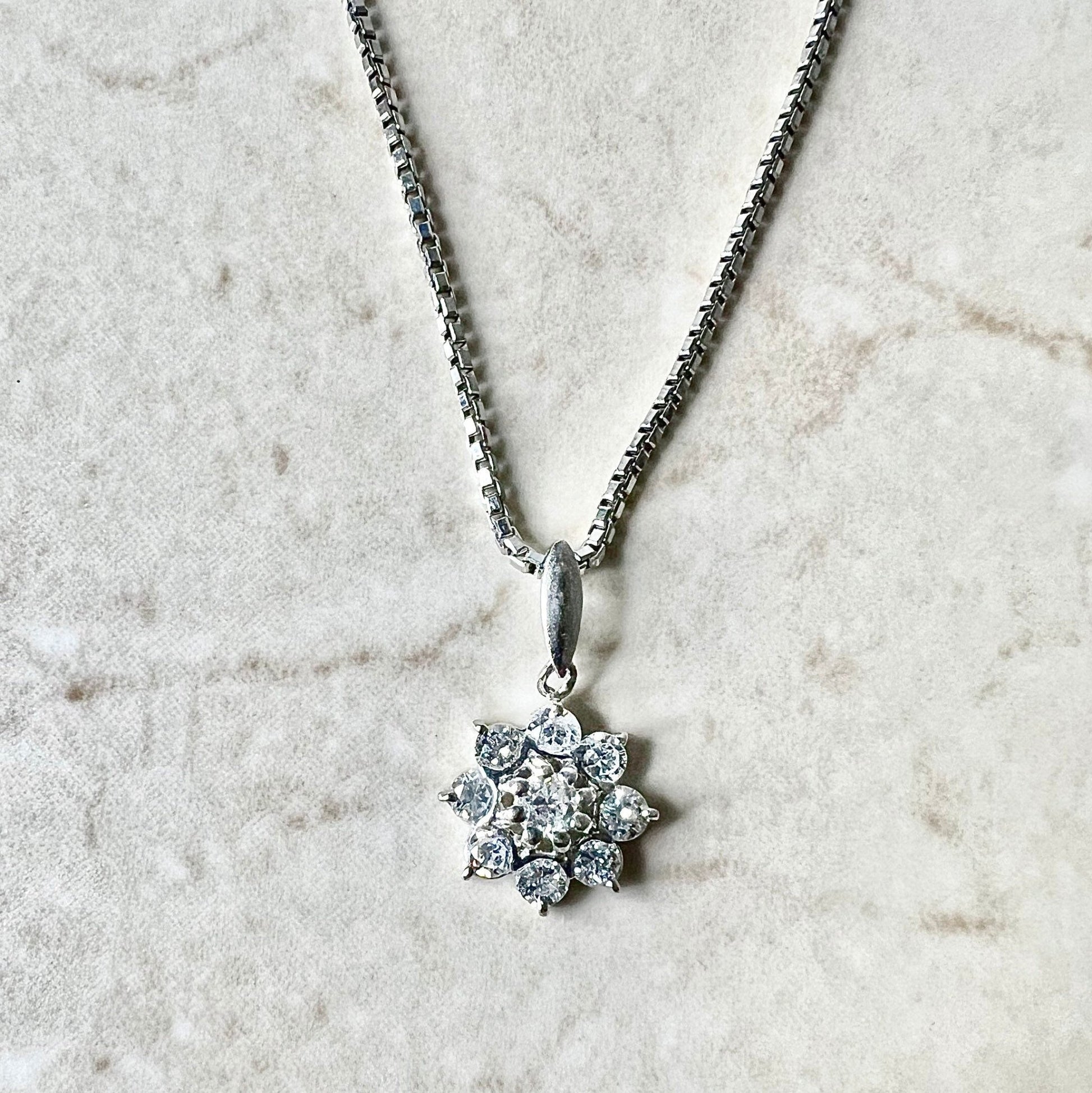 Platinum Diamond Halo Pendant Necklace - Platinum Diamond Pendant - Diamond Halo Necklace - Diamond Necklace - Diamond Cluster Necklace