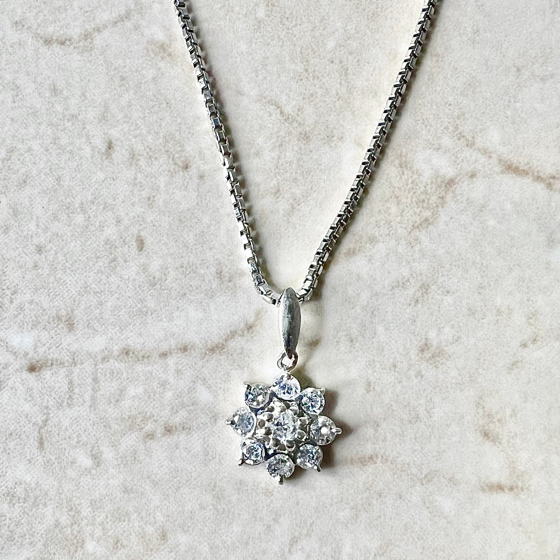 Platinum Diamond Halo Pendant Necklace - Platinum Diamond Pendant - Diamond Halo Necklace - Diamond Necklace - Diamond Cluster Necklace