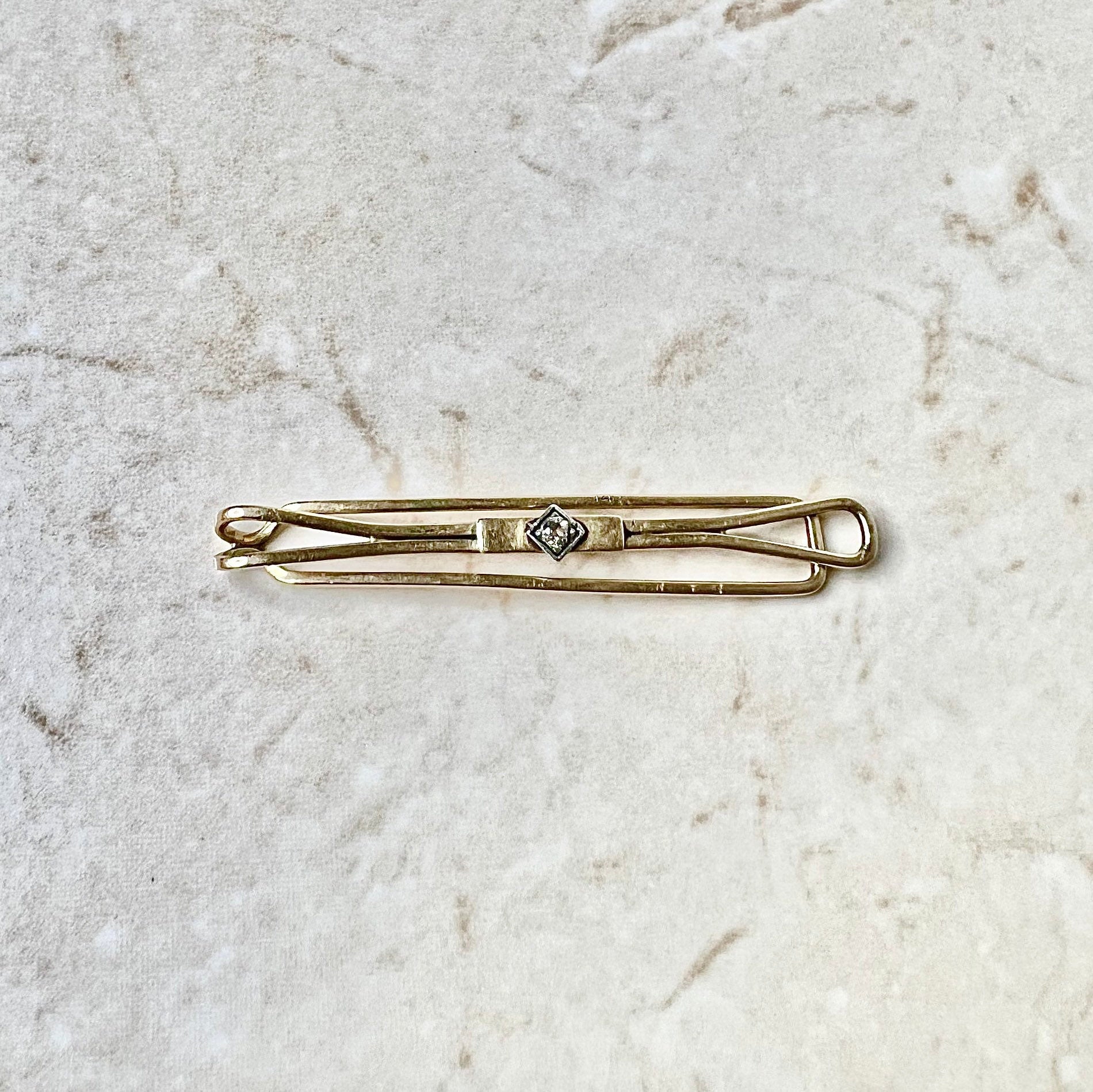 Antique Art Nouveau 14K Yellow Gold discount With Black Mother Of Preal Tie Pin