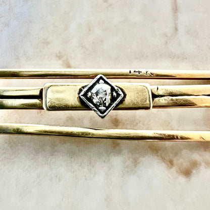 14K Antique Tie Clip - Diamond Tie Bar - Yellow Gold Tie Clip - Gold Tie Bar - Best Gifts For Him - Tie Accessories - Gifts for Dad