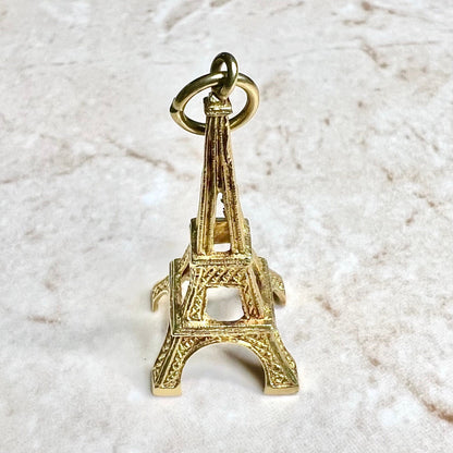 Rare Large Vintage 18 Karat Yellow Gold Eiffel Tower Pendant - WeilJewelry