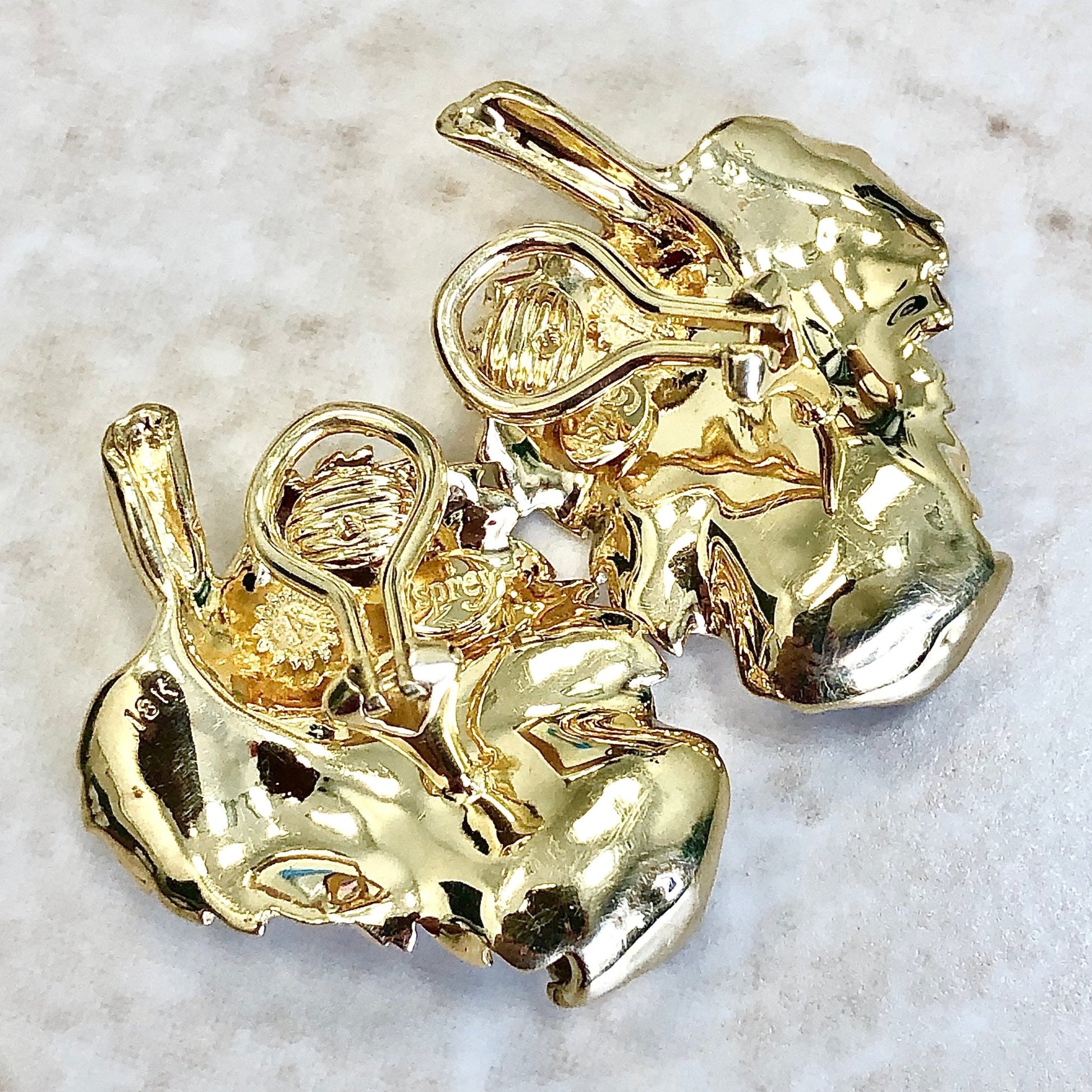 Rare Vintage 18 Karat Yellow Gold Leaf Earrings Signed Asprey - WeilJewelry