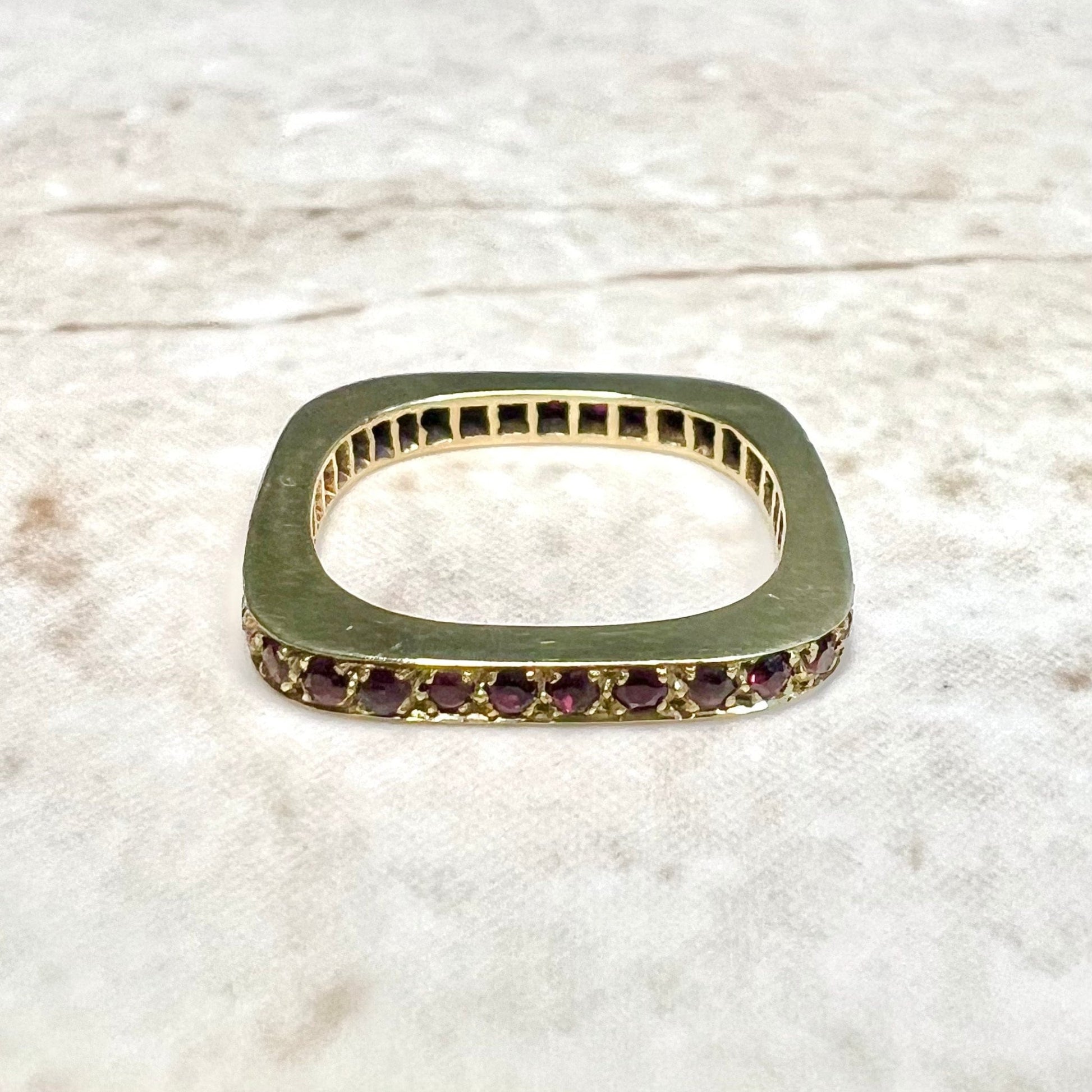 Rare Vintage 1960’s 18 Karat Yellow Gold Natural Ruby Band Ring - WeilJewelry