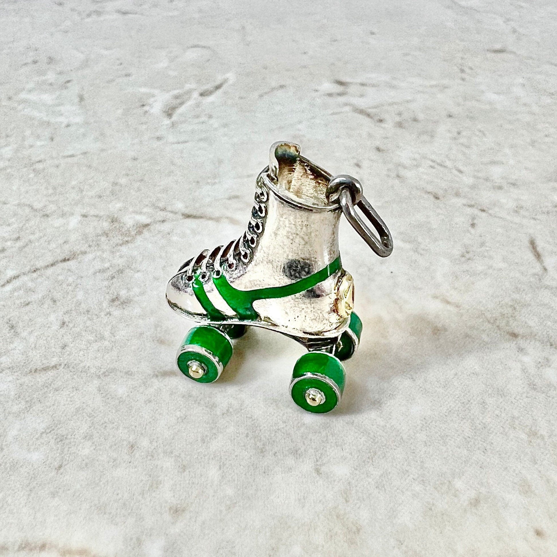 Vintage Cartier Charm In Sterling Silver & Enamel - Cartier Roller Skate Charm - Roller Skate Jewelry - Roller Skating Gifts - Silver Charm