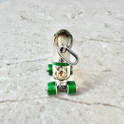Vintage Cartier Charm In Sterling Silver & Enamel - Cartier Roller Skate Charm - Roller Skate Jewelry - Roller Skating Gifts - Silver Charm