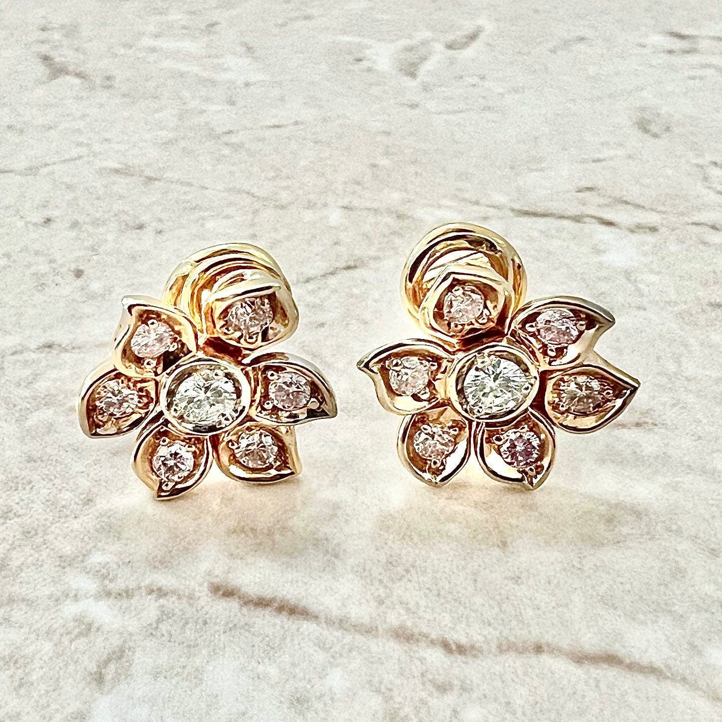 Buy 1.00 Carat (ctw) 18K Rose Gold Round White Diamond Ladies Cluster Style Stud  Earrings 1 CT Online at Dazzling Rock