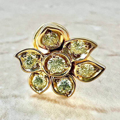 Vintage 18K Yellow Diamond Halo Earrings By Carvin French - Yellow Gold Diamond Earrings - Diamond Flower Earrings - Handcrafted Earrings