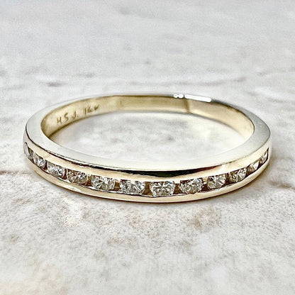 Set Of Two 14K Half Eternity Diamond Band Ring 0.60 CTTW - Yellow Gold Stackable Eternity Ring - Anniversary Ring - Best Gift For Her