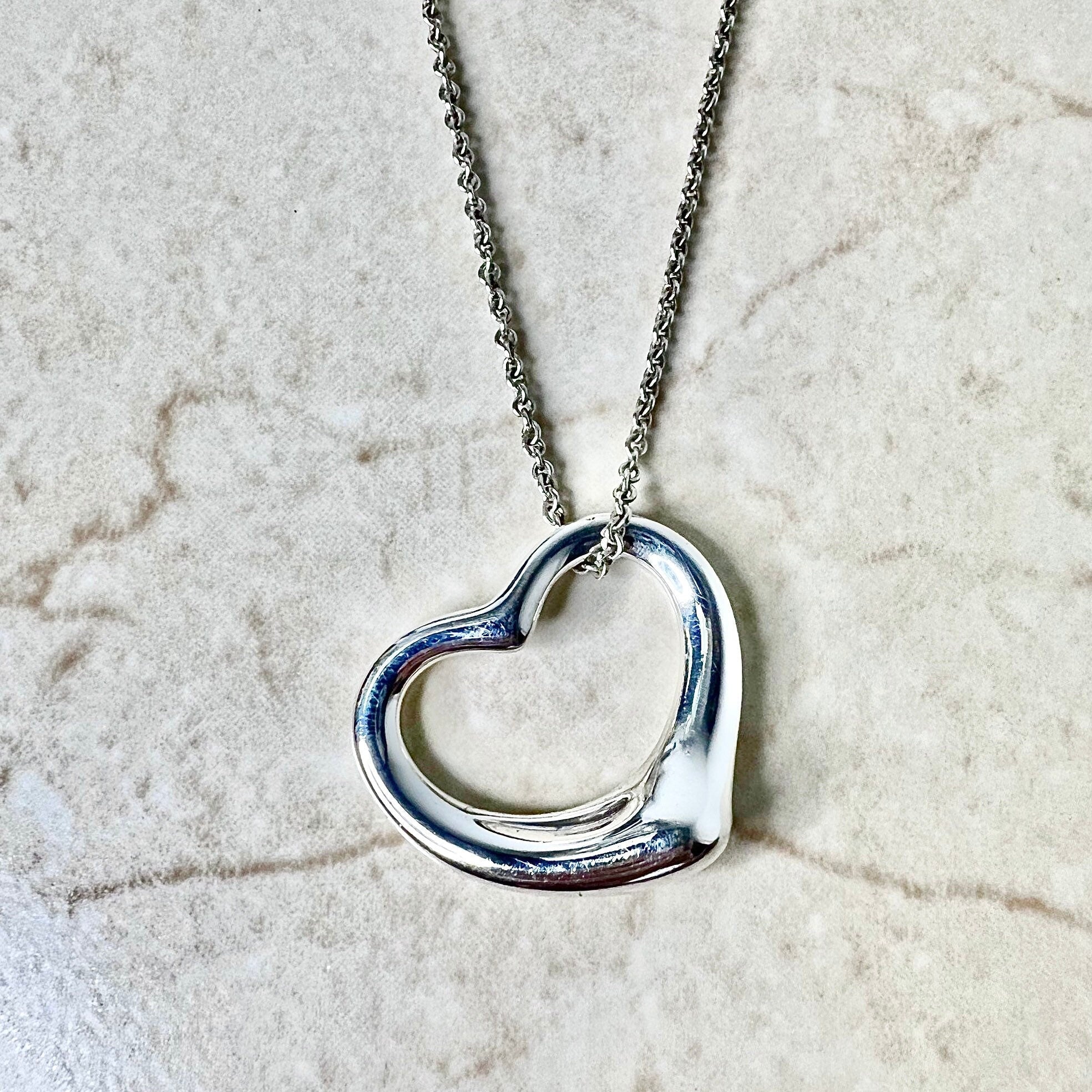 Tiffany & Co Silver Peretti 3 Open Heart Pendant Necklace Charm Chain Gift  Pouch