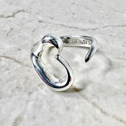 Silver Tiffany & Co Elsa Peretti Open Heart Ring - WeilJewelry