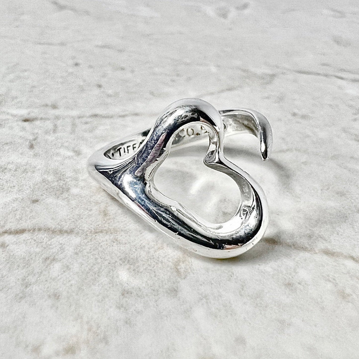 Tiffany & Co Elsa Peretti Open Heart Ring - Sterling Silver Tiffany Open Heart Ring - Silver Tiffany Heart Ring-Valentine’s Day Gift For Her