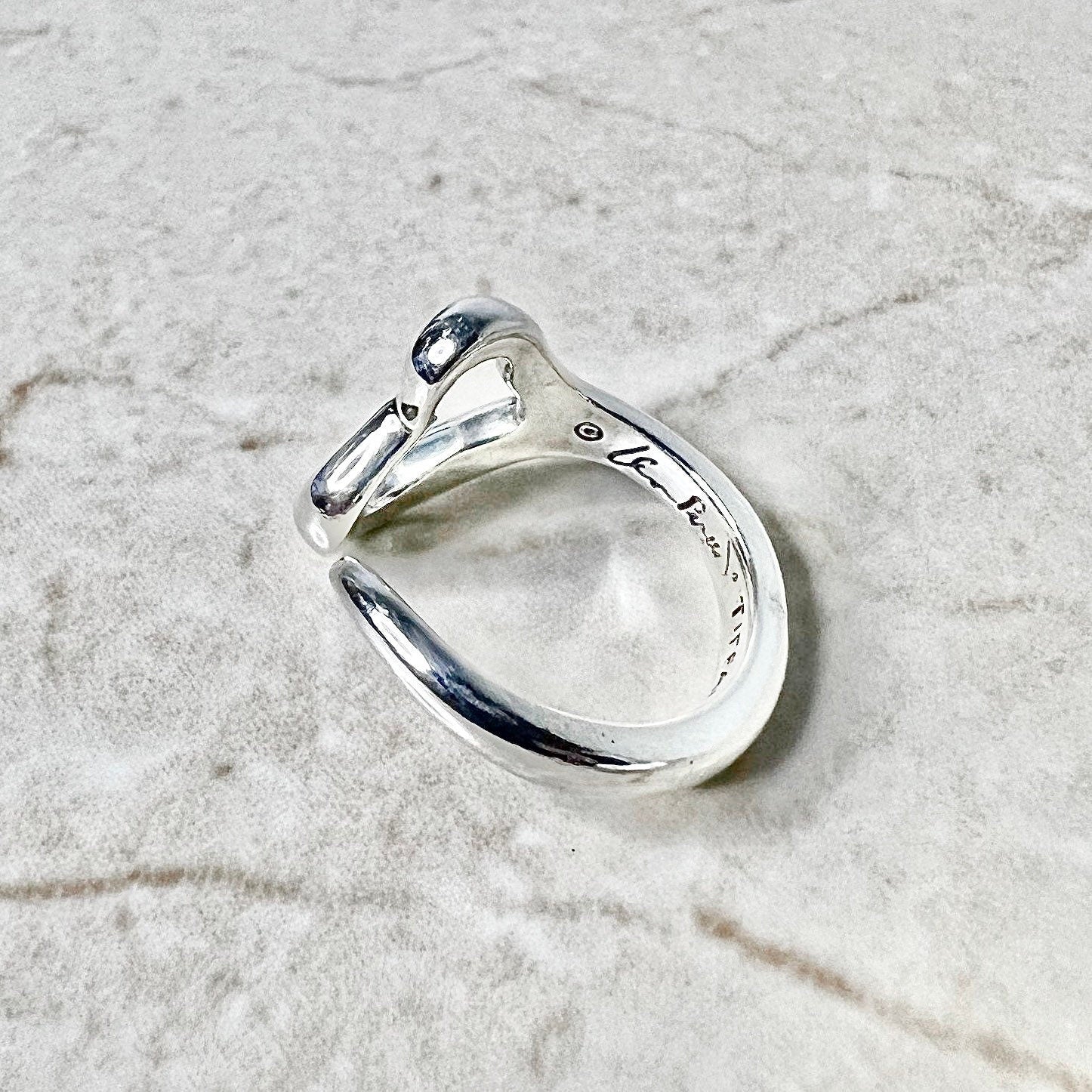Silver Tiffany & Co Elsa Peretti Open Heart Ring - WeilJewelry