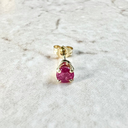 Single 14 Karat Yellow Gold Natural Ruby Stud Earring - WeilJewelry