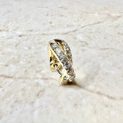 Single David Yurman 18 Karat Yellow Gold Diamond Huggie Hoop Earring - WeilJewelry