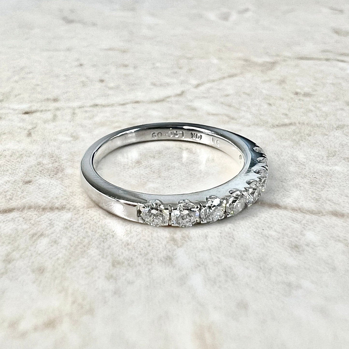 The LEO 14K White Gold Diamond Band Ring - Diamond Wedding Band - Diamond Wedding Ring - Half Eternity Diamond Ring-Diamond Anniversary Ring