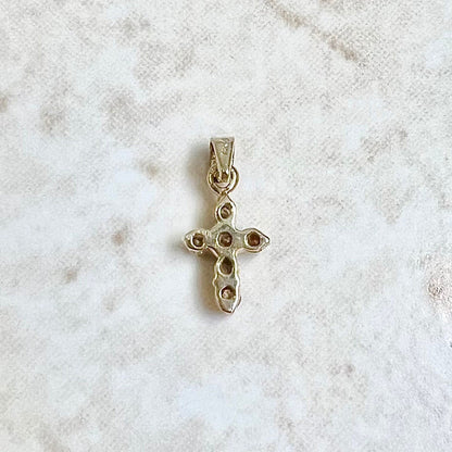 Tiny 14 Karat Yellow Gold 0.14 Carat Diamond Cross Pendant - WeilJewelry