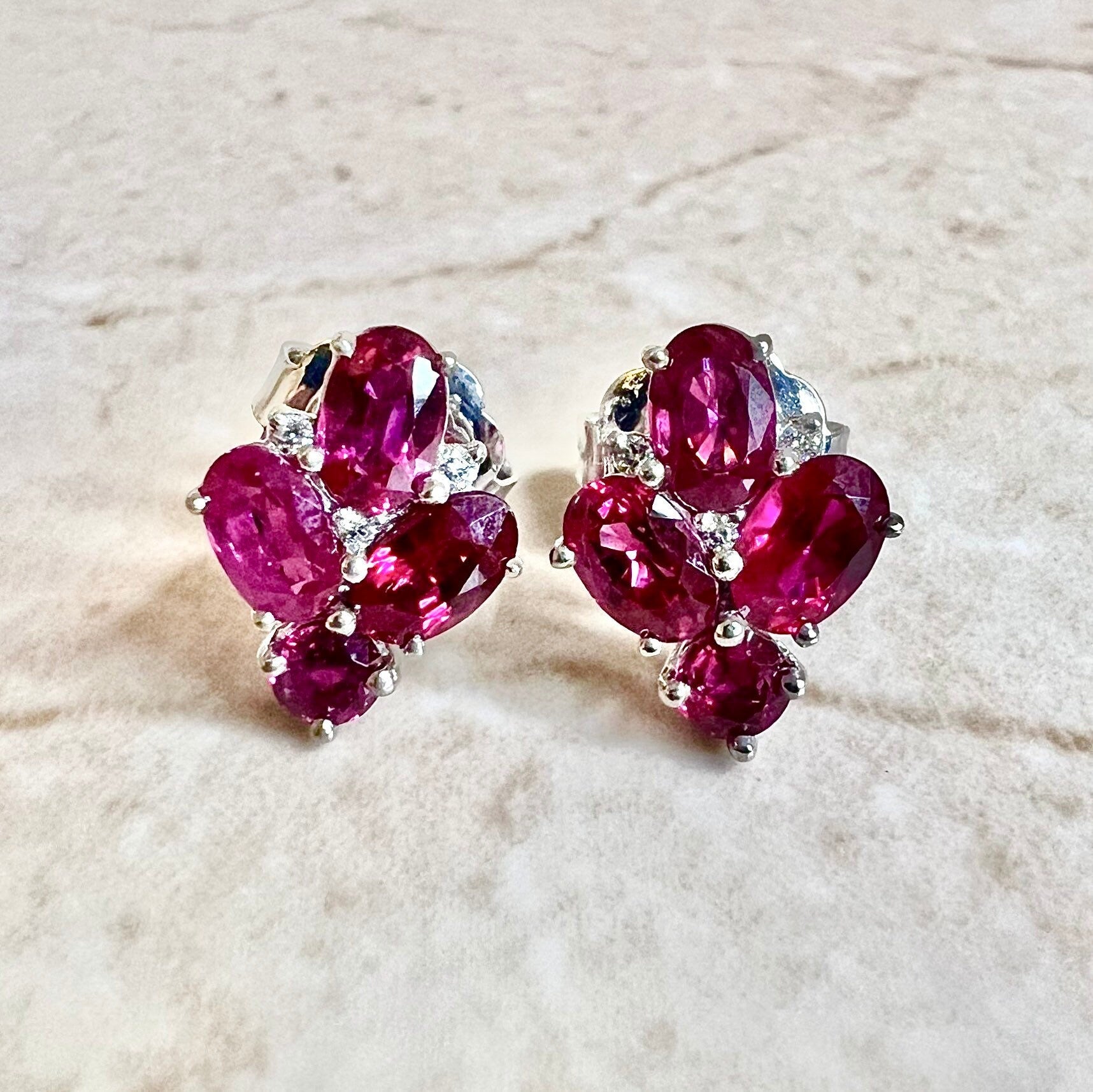 9ct, Round Created Ruby Stud Earrings in Red | Pascoes